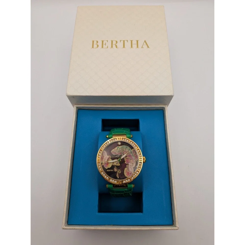 Bertha Chameleon Mother Of‎ Pearl Watch With Leather Band